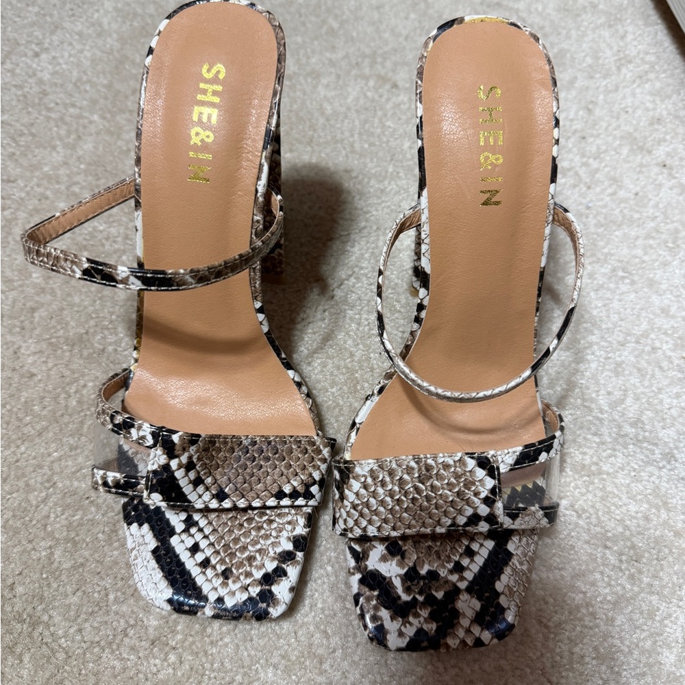 SHEIN Black and Brown Heels with Elegant Design